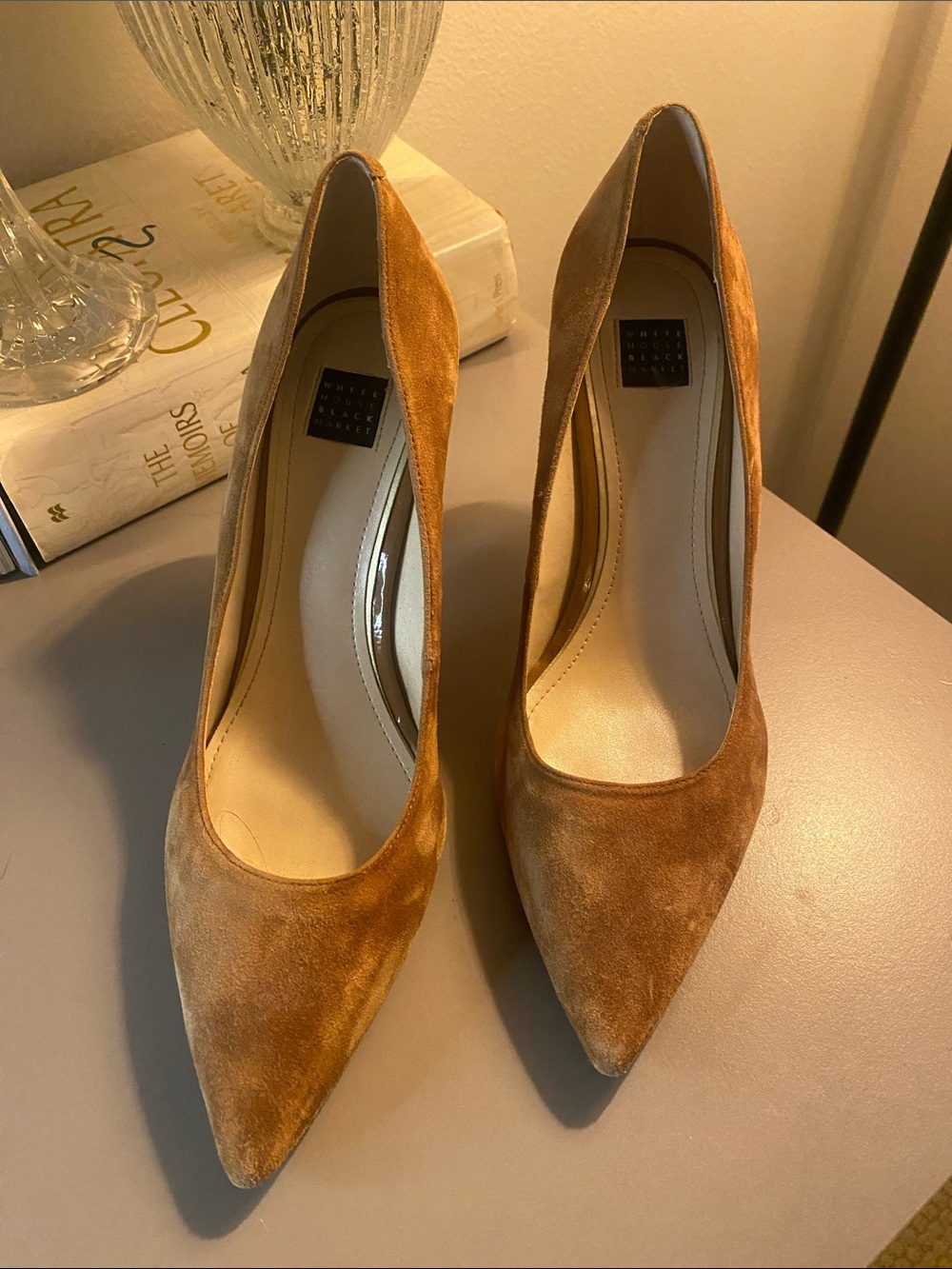White House Black Market Dark Tan Suede Pointed-Toe Pumps/LIKE NEW